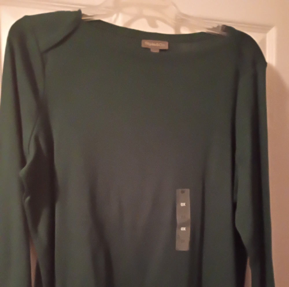 New Style & Co Deep Green Long Sleeve Top